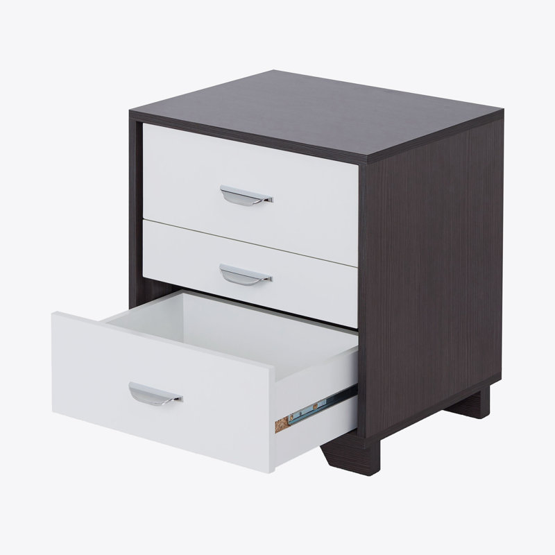 White and Black 3-drawer Rectangular Accent Table