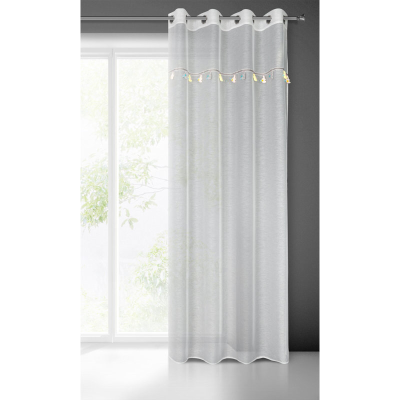 Barbonne Sheer Curtain Single Panel, Cream