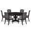 Cet ensemble de salle à manger 7 pièces comprend une table de salle à manger et 6 chaises en tissu de polyester gris foncé de style Mid-Century avec dossier capitonné - Noir sablé-692348205-692348206