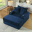 Canapé d'angle en velours côtelé bleu avec 2 coussins décoratifs, assise profonde pour un confort optimal dans votre salon, tissu doux et luxueux, ressorts fermes et stables, design ergonomique soigné, montage facile