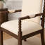 Chaise de cuisine en bois tourné French Country, chaise de salle à manger rembourrée en tissu à haut dossier avec accoudoirs, chaise d'appoint rembourrée Traditional-130836041