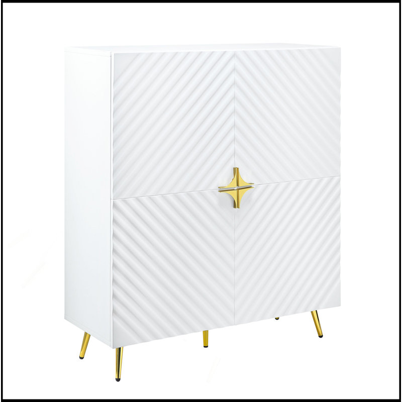 Gaines White High Gloss Finish Accent Cabinet, White