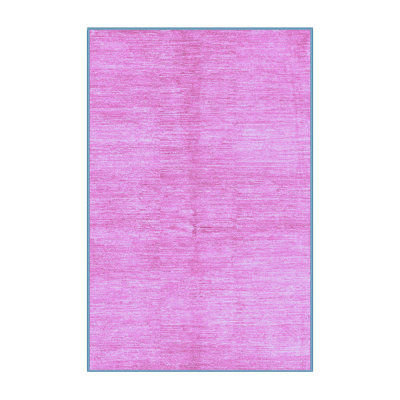 Tapis en laine / polyester abstrait tissé à la machine en ivoire / mauve