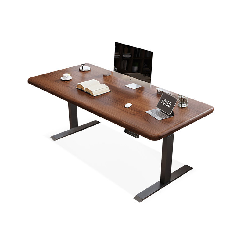 Nut-Brown Rectangular Hight adjustable Solid Wood desk, 51.18" H x 62.99" W x 31.5" D