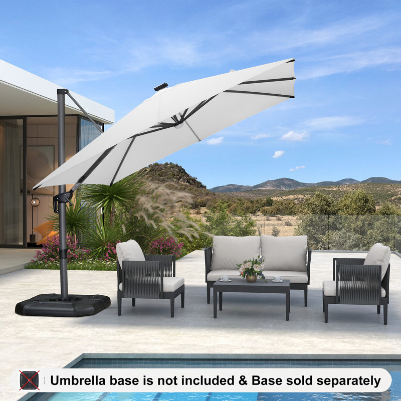 304cm Lighted Cantilever Parasol, White