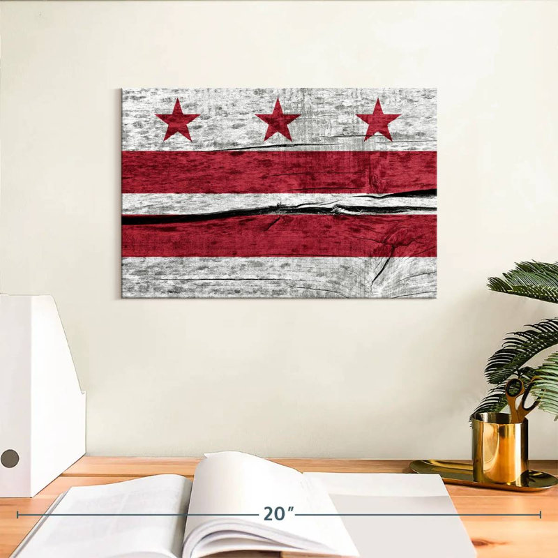 Drapeau Borges Wood Style Washington DC, H 8 po x l 12 po