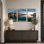 Ensemble de 3 toiles murales « Coucher de soleil sur le port » pour la décoration du salon, de la chambre et de la maison