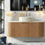 Meuble-lavabo et lavabo Modern Modern, bois naturel, plateau en pierre, fixation murale