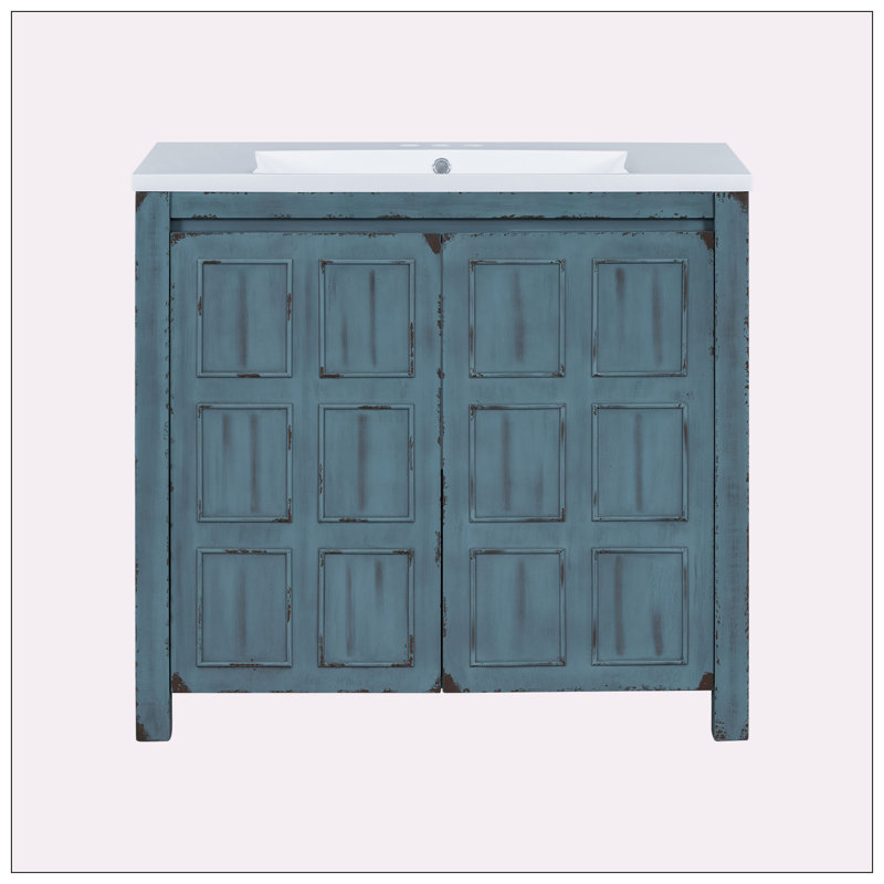 Organisateur de meuble-lavabo 36 po avec lavabo, Bleu rétro