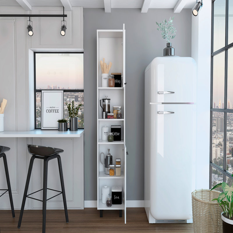 Garde-manger, quatre pieds, trois tablettes intérieures, deux tablettes, deux armoires - blanc, White