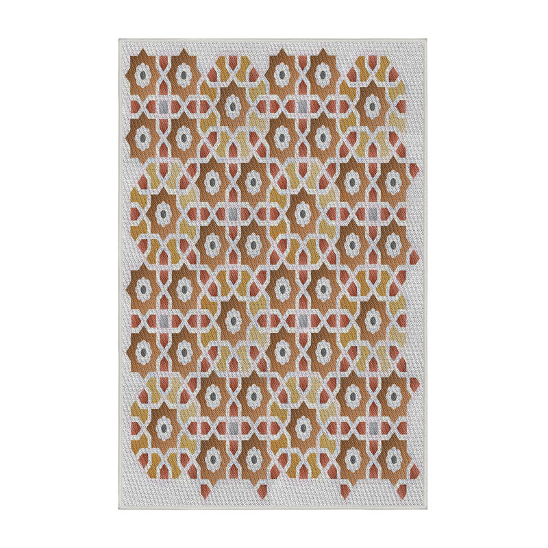 Tapis brun/gris tissé à la machine, Rectangle 7 pi x 10 pi