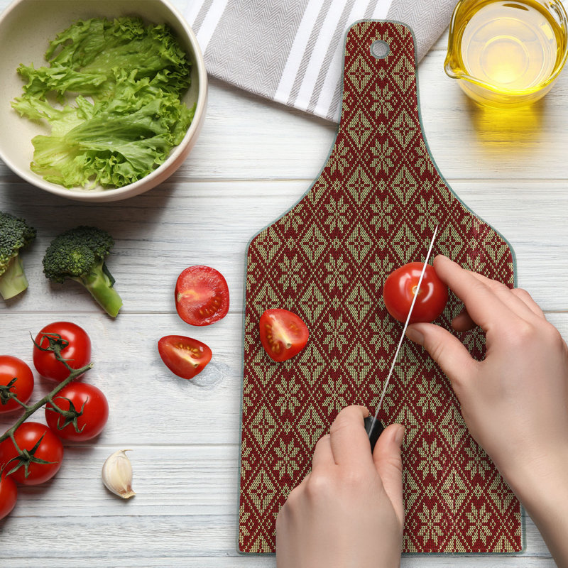 Ruby Beige Snowflake Pattern Tempered Glass Cutting Board
