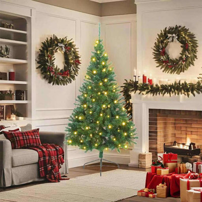 vidaXL Artificial Pre-lit Christmas Tree Green PVC