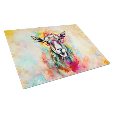 Hippie Animal Goat Glass Cutting Board