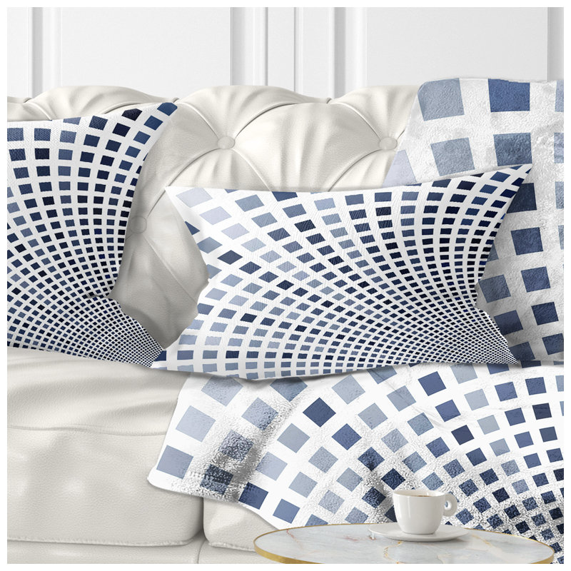 Mosaïque de carrés bleus - coussin imprimé abstrait