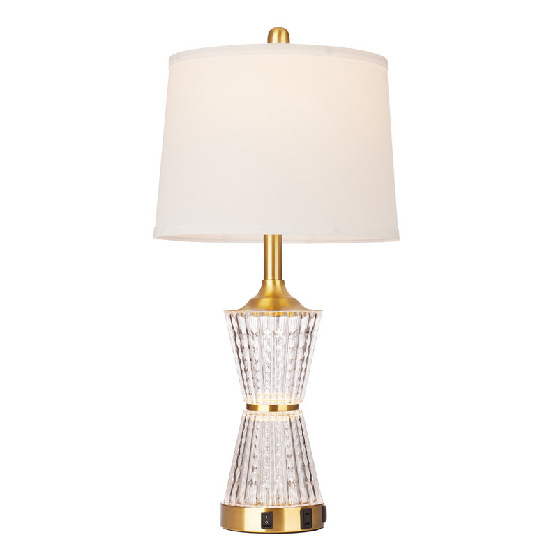 Ensemble de lampe de chevet USB de 26 po avec veilleuse et ampoules dorées Irin