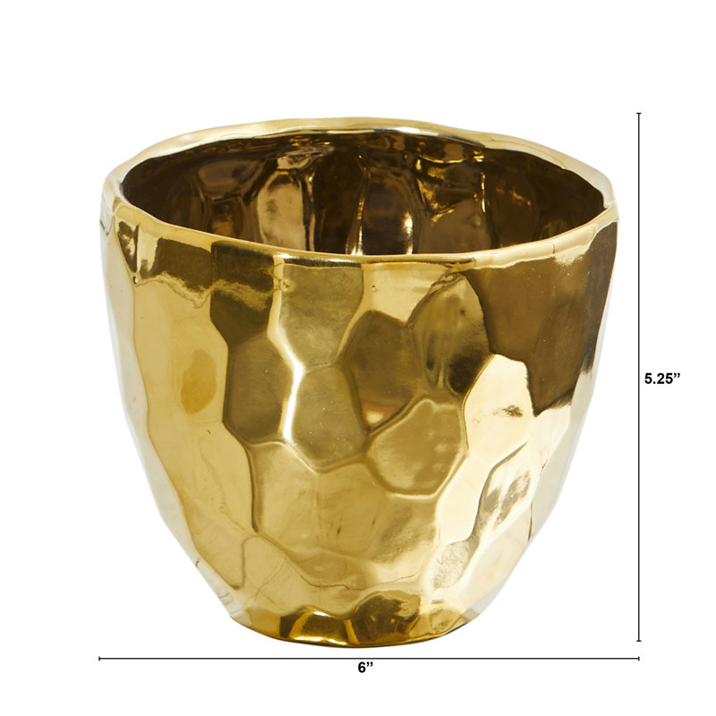 Vase de table en céramique Hewitt, Doré, H 5,25 po x L 6 po x P 6 po