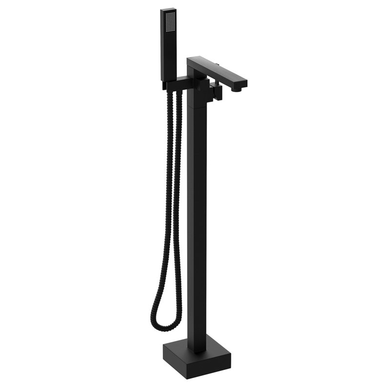 Robinet de baignoire autoportant avec douche à main, combiné de douche séduisant noir mat et performance durable