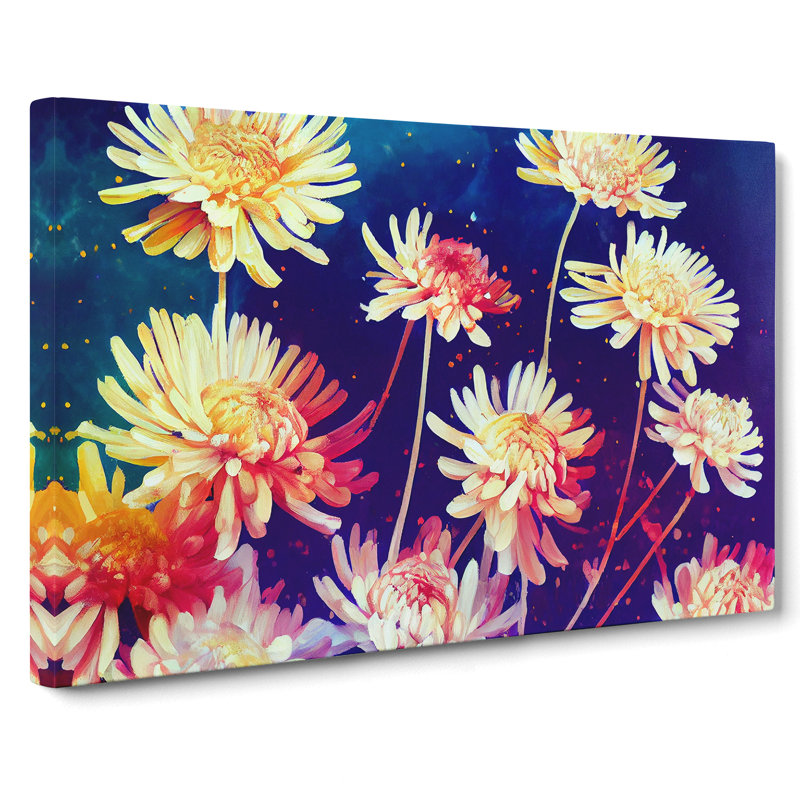 Vibrant Chrysanthemum Flowers - Wrapped Canvas, 50cm H x 76cm W x 3cm D