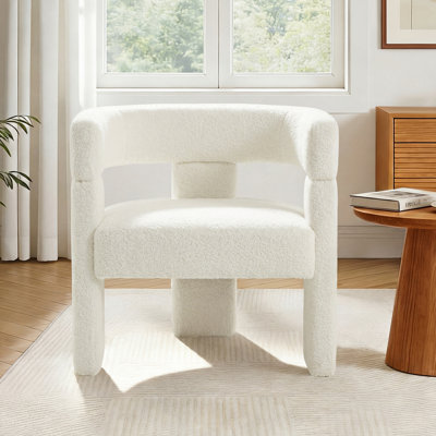 23" Boucle Accent Chair Barrel Armchair for Living Room