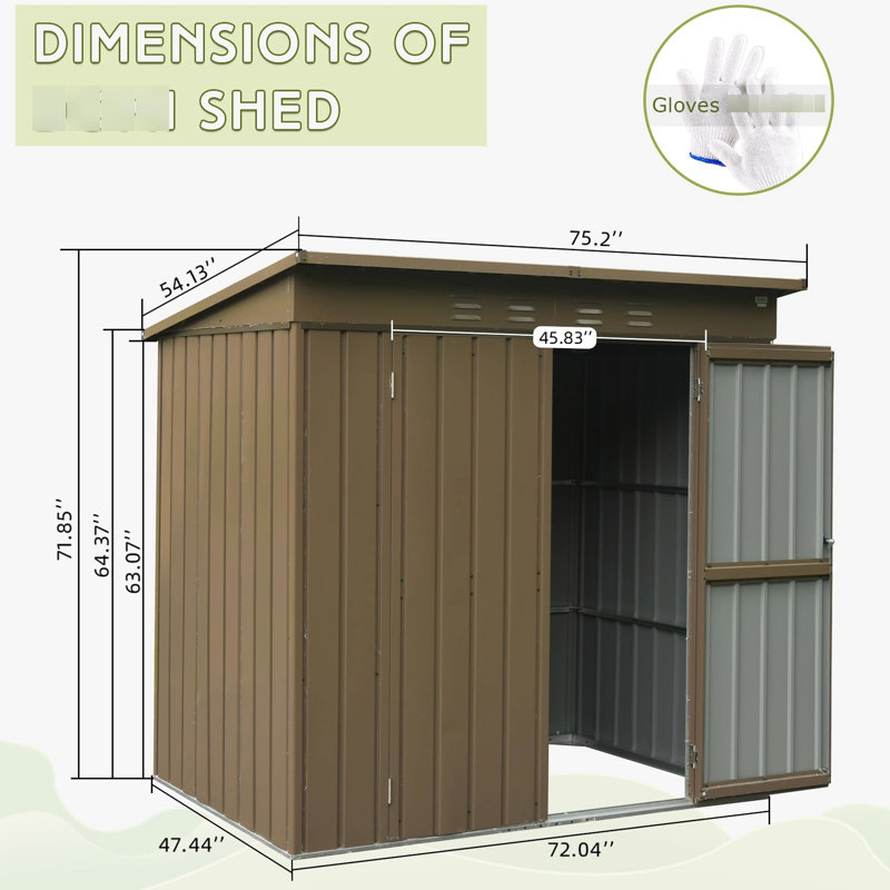 Remise de rangement pour pelouse 6 pi x 4 pi - Métal, double porte verrouillable, imperméable, toit incliné, ventilation pour jardin