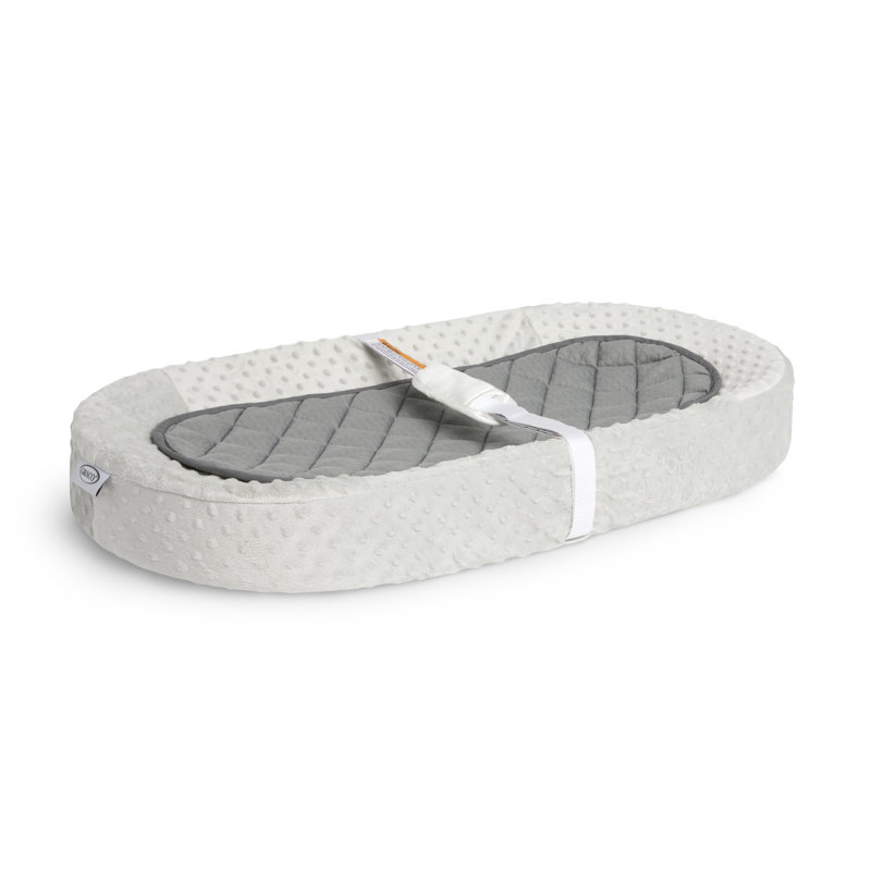 Graco Gray and White Oval Contoured Changing Pad with Cover