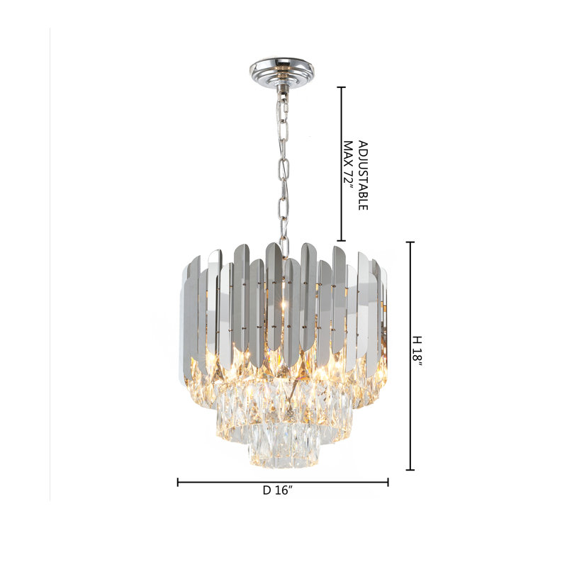Lustre en cristal transitionnel en acier inoxydable 7 lumières Newcastleton 