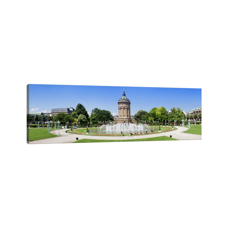 Water Tower In A Park, Wasserturm, Mannheim, Baden-Wurttemberg, Germany by Panoramic Images - Wrapped Canvas Panoramic Print