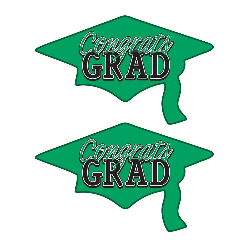 Beistle - 22 ¼ po x 36 ¾ po - Carton à découpes 2 faces Congrats Grad - 12 pièces, Green