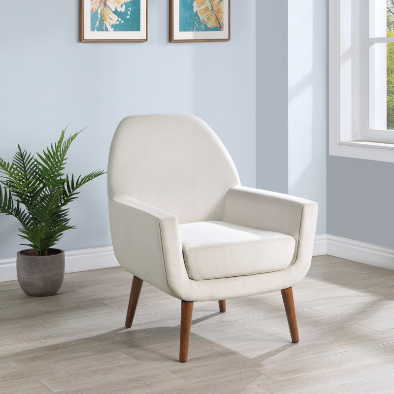 Fauteuil large en velours 29,75 po Ciro, Velours beige, Brun