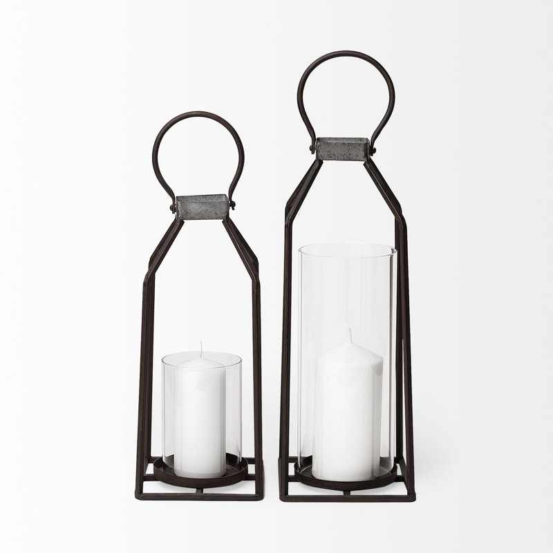 Tabletop Lantern, 16.25" H x 5.5" W x 5.5" D