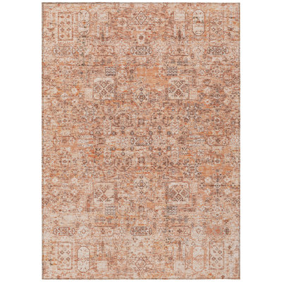 Tapis intérieur lavable floral orange 9 pi x 12 pi saumon