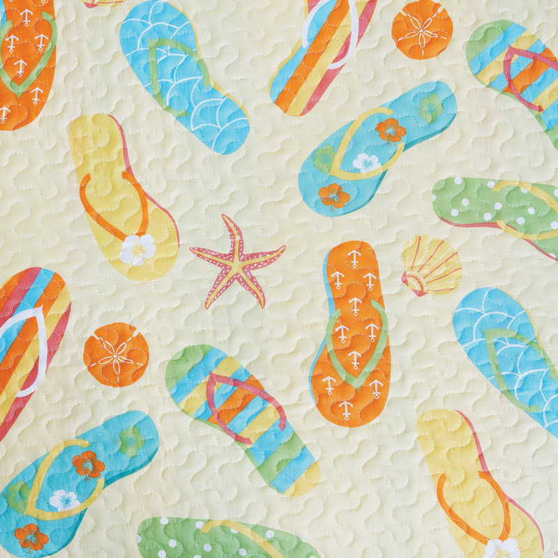Ensemble de courtepointe réversible en coton Sunny Splash, Courtepointe double / grand et 2 taies décorative