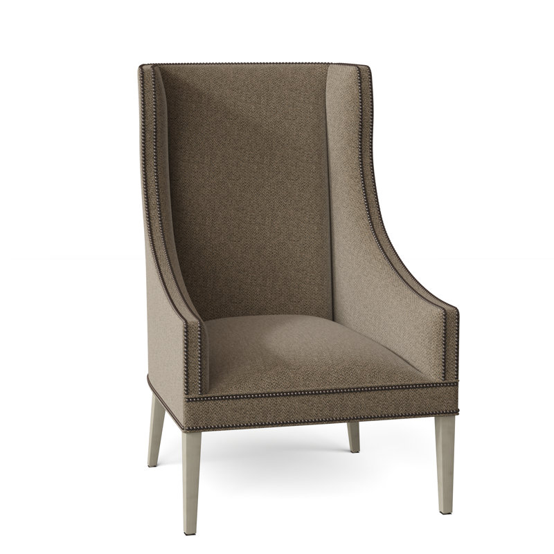 Fauteuil à oreilles 28,25 po Frances, Laiton brillant, 8794 polypropylène / oléfine parchemin, Anthracite