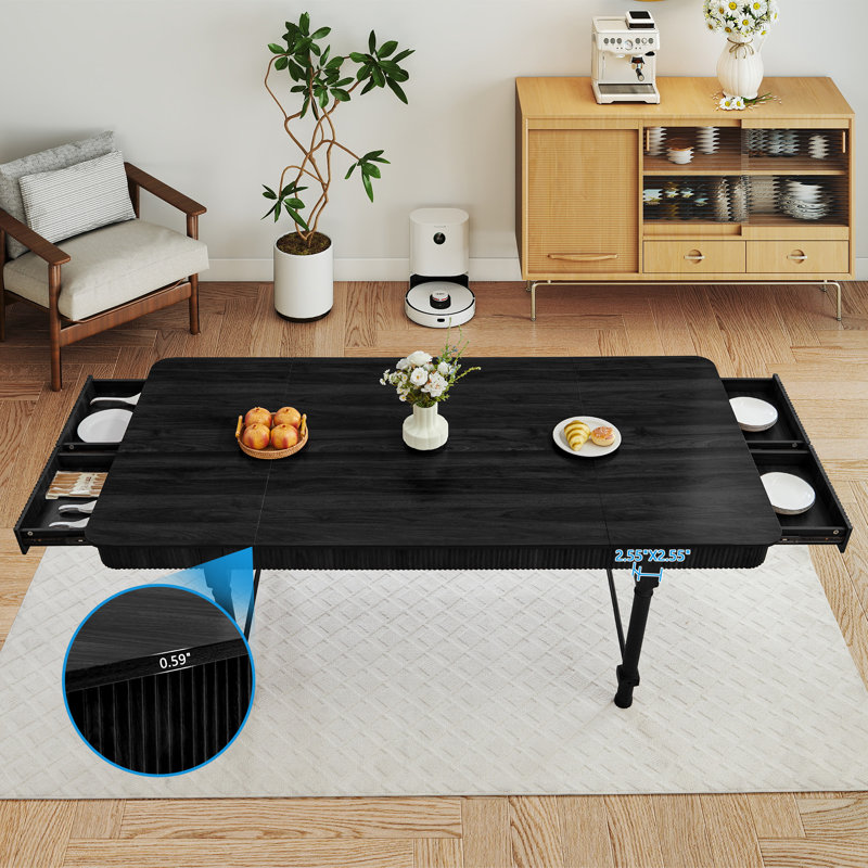 Table de salle à manger 78,74 po, Noir