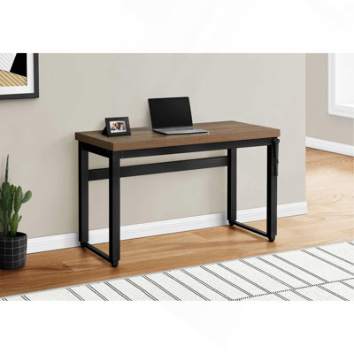 Bureau d'ordinateur, bureau personnel, debout, réglable, L 48 po, travail, ordinateur portable, stratifié noyer, métal noir, contemporain