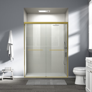 Porte de douche coulissante double avec porte en verre trempé antidéflagrant et antidéflagrant 56 "à 60" x H 72 ", 2 porte-serviettes pour salle de bain