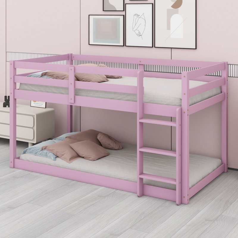 Lit superposé en bois avec échelle, Rose