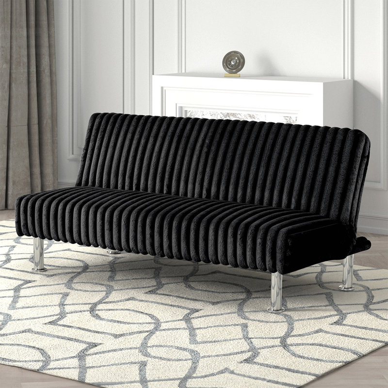 Contemporary Style Metal Base Legs Convert Into Bed With Extra Support Metal Legs, Black
