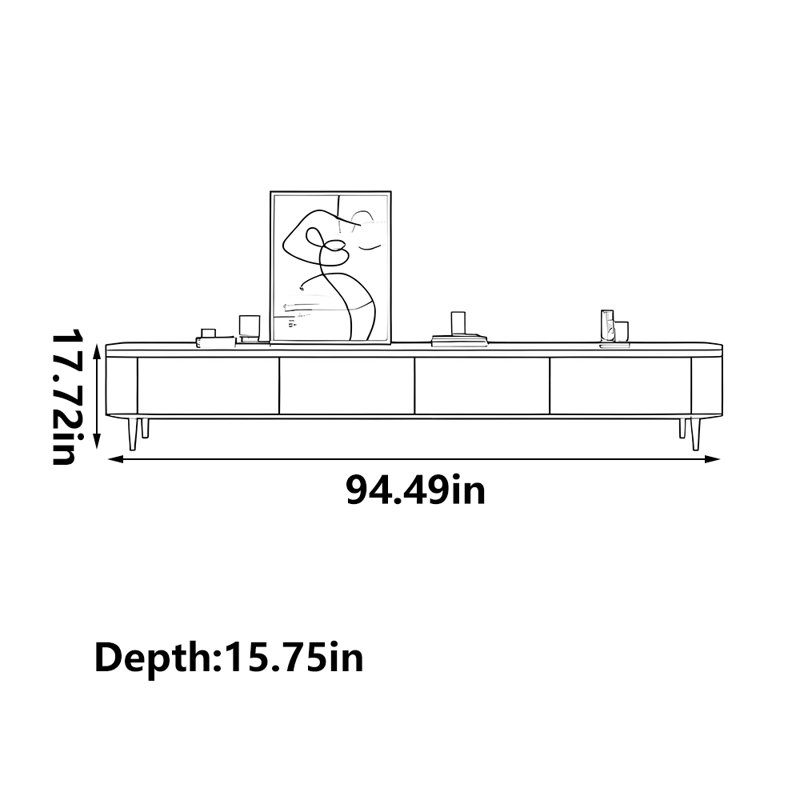 Meuble télé de luxe noir clair, 94.49"