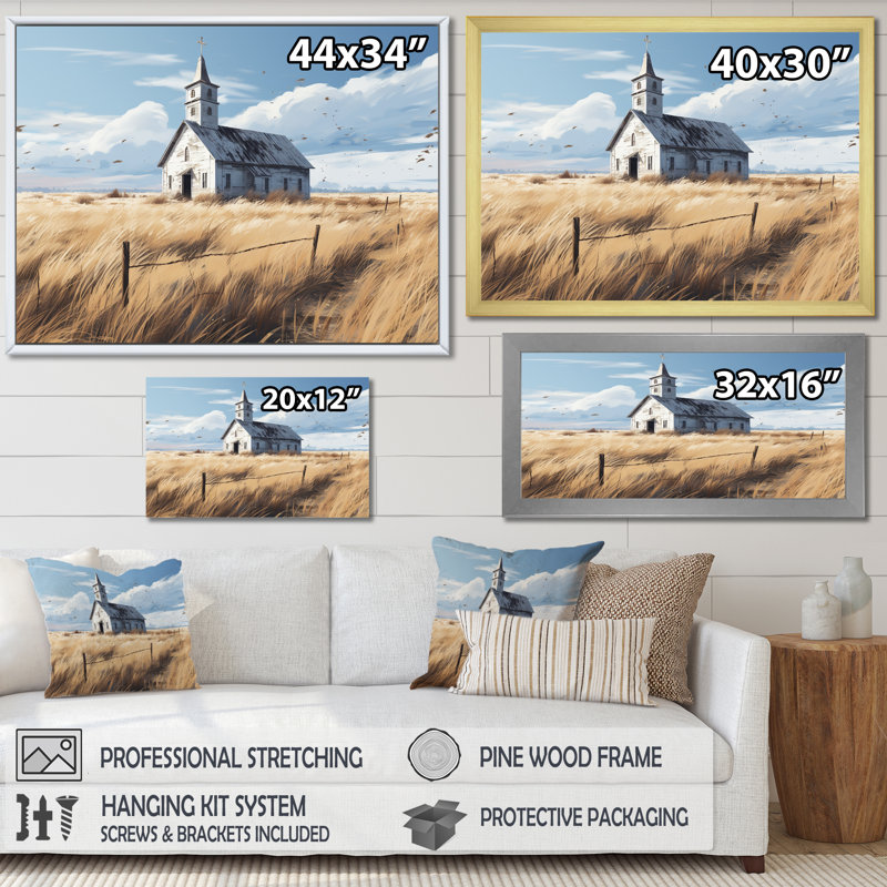 Art mural de la sérénité champêtre à la campagne, Toile tendue, H 12 po x l 20 po x P 1 po