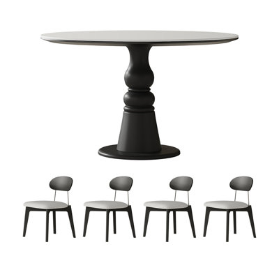 French Solid Wood Rock Slab Round Table