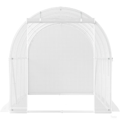 Walk-In Tunnel Greenhouse, 20 X 10 X 7 Ft Portable Plant Hot House W/ Galvanized Steel Hoops, 3 Top Beams, Diagonal Poles, 2 Zippered Doors & 12 Roll-Up Windows, White