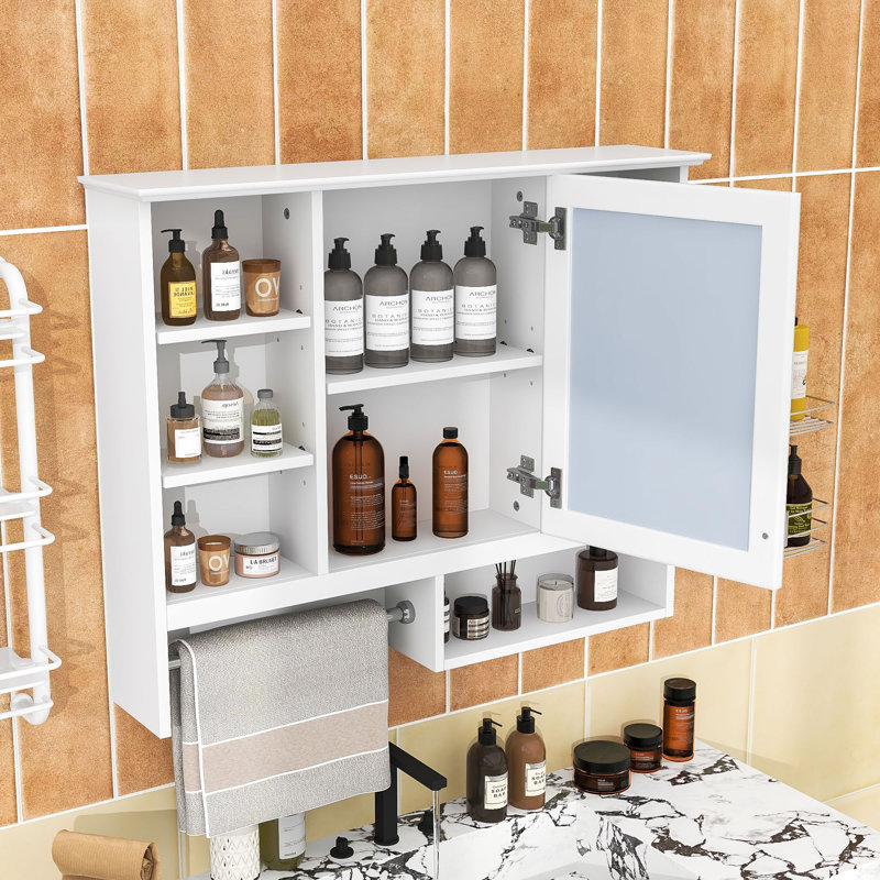 Wall-Mount Mirror Cabinet with 5 Adjustable Shelves
