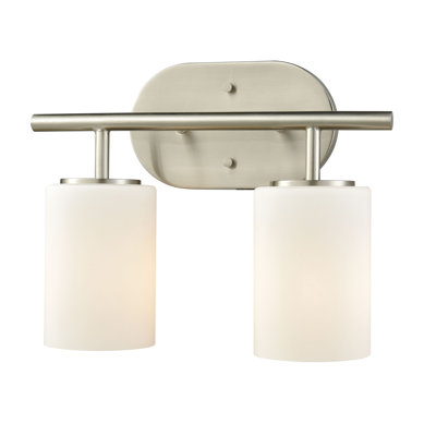 Éclairage pour salle de bain 2 lumières Pemlico - nickel satiné de 13 po de largeur