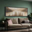 «Sepia Mountain Lake Landscape with Pine Trees - Large Art encadré sur toile, chambre principale-817221905-817221904