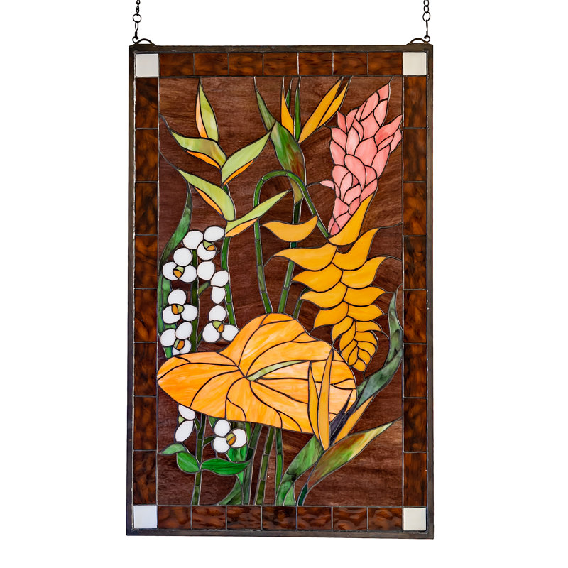 Tiffany Tropical Floral Stained Glass Window