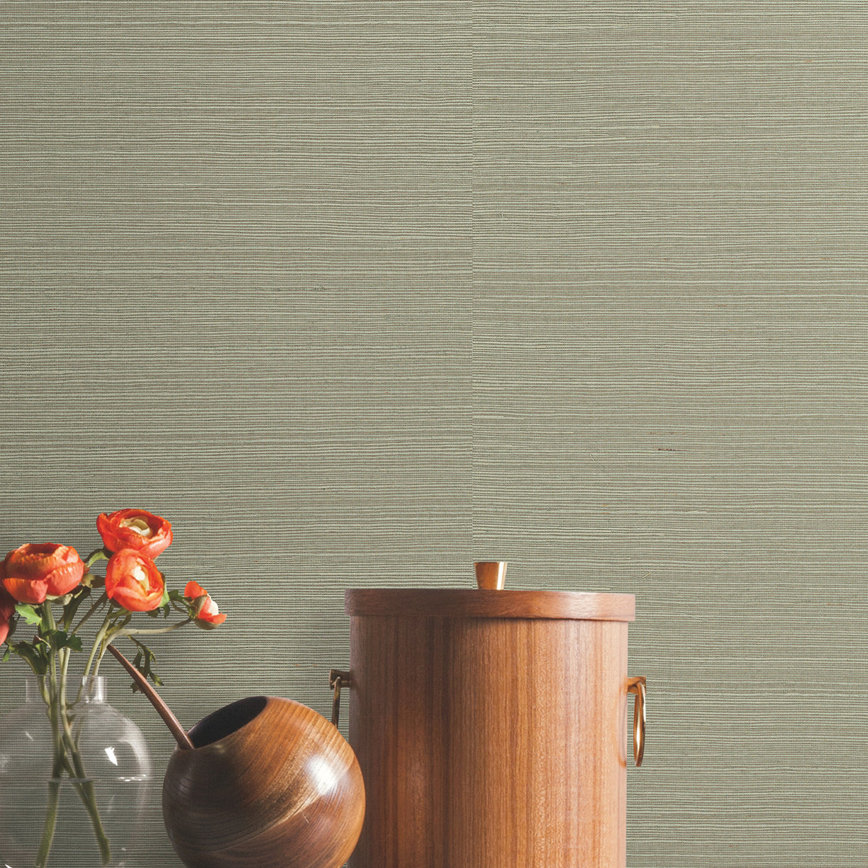 Sisal Grasscloth Self-Adhesive Wallpaper Roll, Green