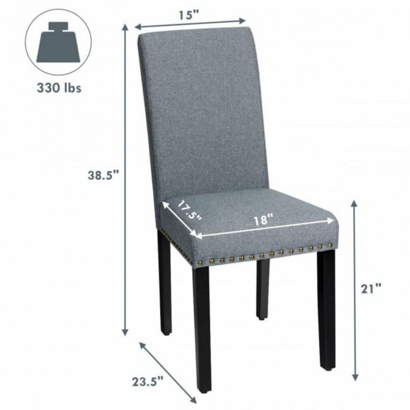 Breda 21.00'' H Linen Upholstered Side Chair, Light Gray