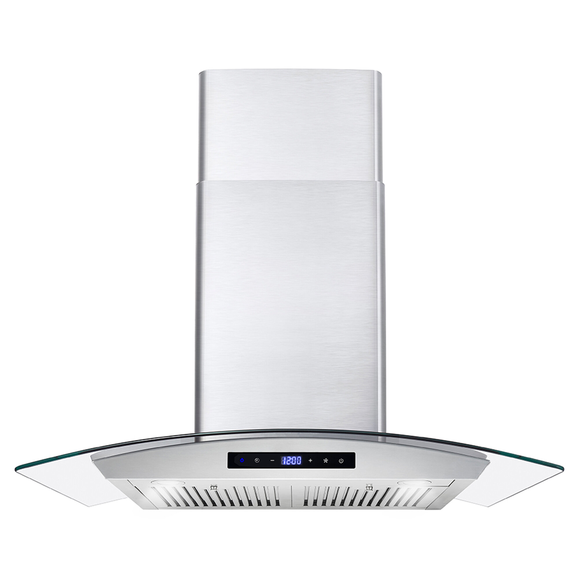 30 in. Ductless Island Range Hood in Stainless Steel with LED Lighting and  Carbon Filter Kit for Recirculating
